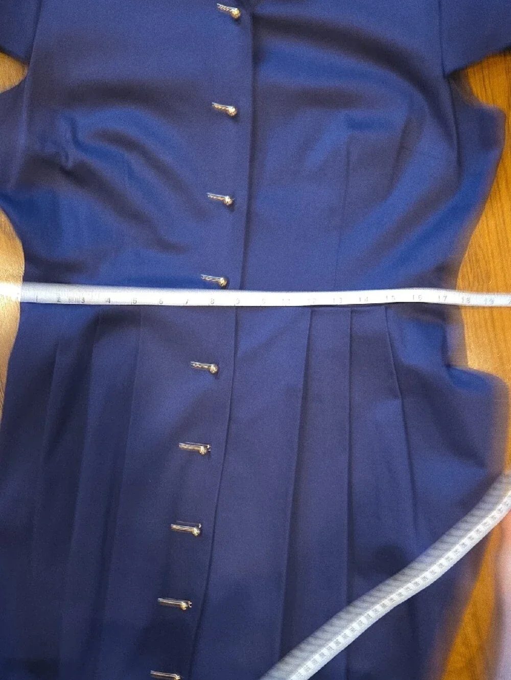 Kate spade Rich Navy with Gold Buttons Front Pleated Dress, Incredible Detail